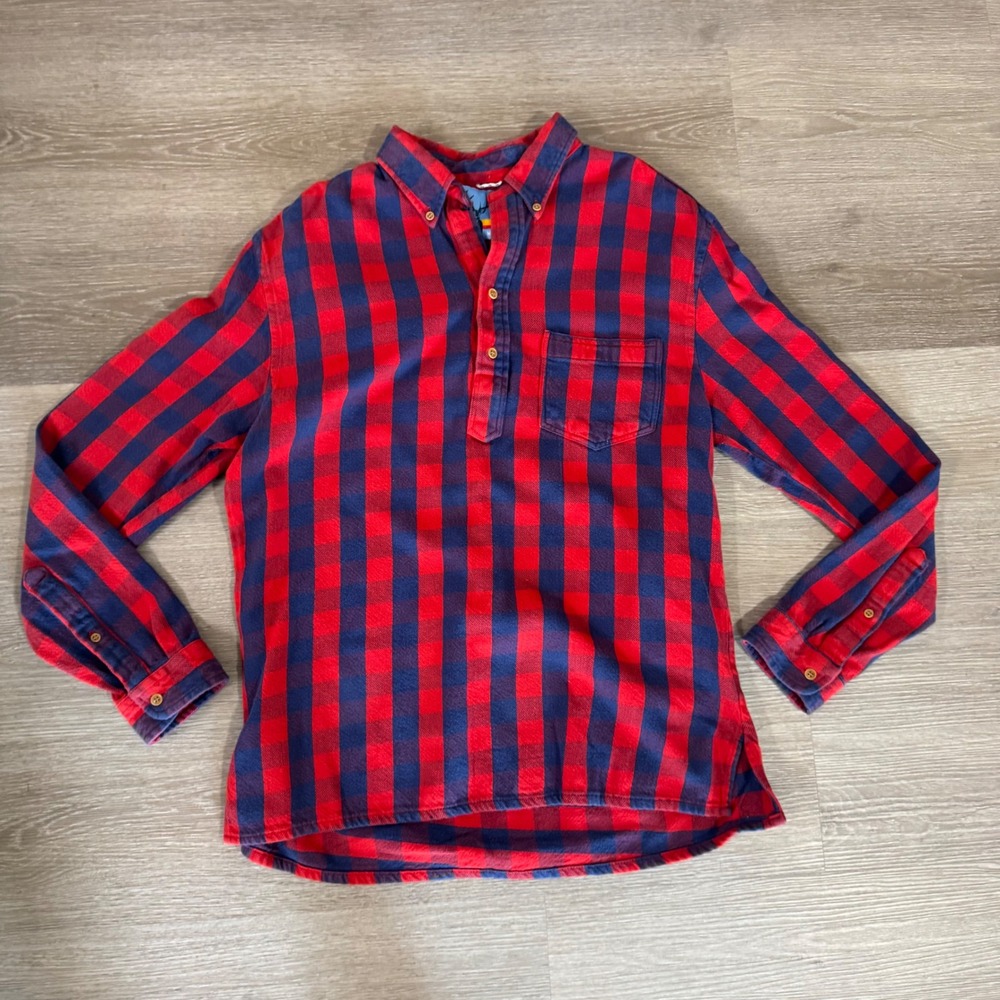 Chubbies The Nutter Popover Shirt Mens L Red‎ Plaid Pullover Henley USA